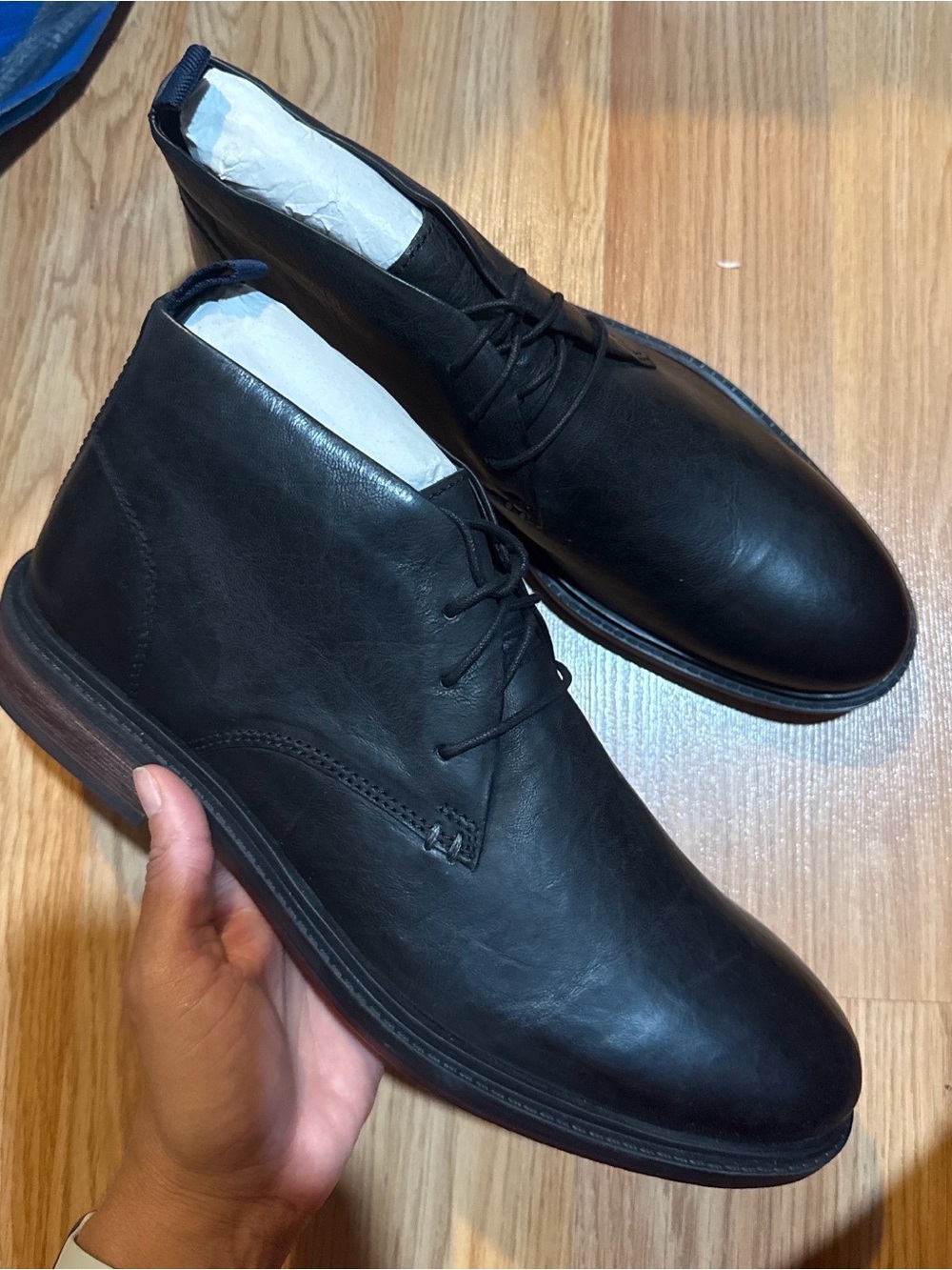 Steve Madden Men's Gerold Leather Black Chukka Boots Dress Lace Up Shoes 11.5